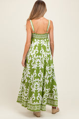 Green Resort Border Print Maternity Maxi Dress