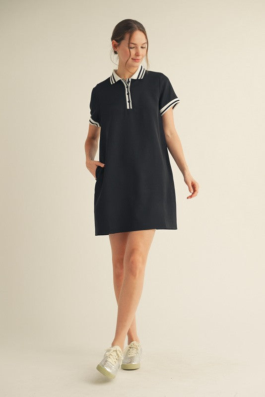 Black Sporty Polo Dress