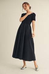 Black Solid Maternity Maxi Dress