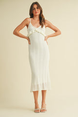 Ivory Sleeveless Frill Sweater Maternity Midi Dress