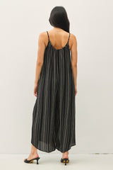 Black Printed Sleeveless Wide Leg Jumpsuit