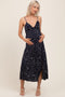 Navy Printed Front Twist Sleeveless Maternity Midi Dress