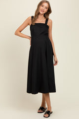 Black Back Bow Tie Detail Sleeveless Maternity Midi Dress
