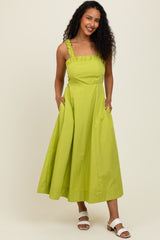 Lime Back Bow Tie Detail Sleeveless Maternity Midi Dress