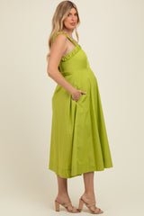 Lime Back Bow Tie Detail Sleeveless Maternity Midi Dress