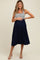 Navy Striped Fit And Flare Sleeveless Maternity Midi Dress