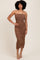 Mocha Mesh Strapless Ruched Maternity Dress