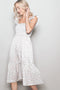 Ivory Floral Smocked Ruffle Strap Midi Dress