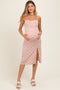 Red Printed Shoulder Tie Maternity Midi Dress