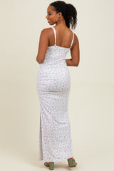 Ivory Spring Floral Print Sleeveless Dress