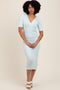 Mint Striped Short Sleeve V-Neck Midi Dress