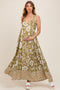 Olive Floral Crisscross Back Cutout Maternity Maxi Dress
