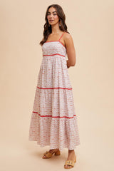 Coral Cotton Floral Maxi Dress