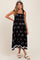 Black/Cream Vintage Floral Border Printed Smocked Top Sleeveless Maternity Maxi Dress