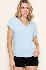 Light Blue Terry Short Sleeve Top