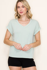 Light Olive Terry Short Sleeve Top