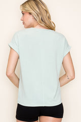Light Olive Terry Short Sleeve Top