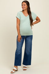 Light Olive Terry Short Sleeve Maternity Top
