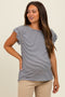 Navy Striped Flutter Sleeve Maternity Top