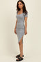 Heather Grey Square Neck Side Slit Midi Dress