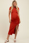 Rust Side Slit Maternity Maxi Dress
