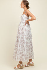 Ivory Cotton Floral Bustier Maternity Maxi Dress