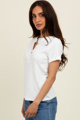 Ivory Snap Button Short Sleeve Top