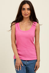 Pink Textured Maternity Tank Top