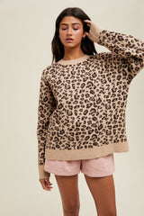 Beige Animal Print Sweater