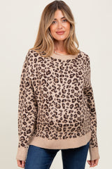 Beige Animal Print Maternity Sweater