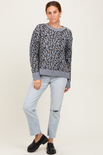 Grey Animal Print Sweater