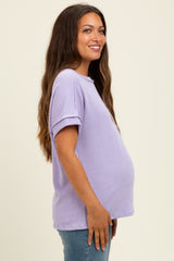 Lavender Exposed Seam Short Sleeve Maternity Top
