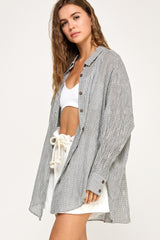 Black Checker Plaid Oversized Button Down Shirt