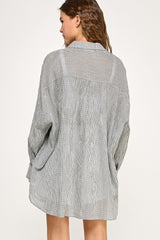 Black Checker Plaid Oversized Button Down Shirt