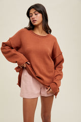 Brick Oversized Exposed Seam Sweater