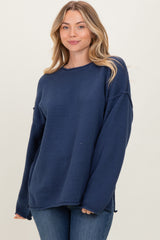 Navy Oversized Exposed Seam Maternity Sweater