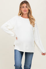 Ivory Oversized Exposed Seam Maternity Sweater