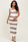 Taupe Mixed Cable Knit Colorblock Shoulder Tie Maternity Midi Dress