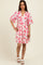 Red Floral V-Neck Crochet Trim Dress