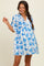 Blue Floral V-Neck Crochet Trim Maternity Dress
