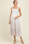 Light Gray Cotton Floral Square Neck Sleeveless Maternity Maxi Dress