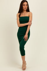 Hunter Green Fitted Tube Knit Midi Dress