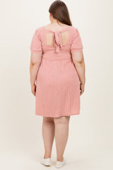 Rose Puff Rib Plus Maternity Babydoll Dress