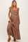 Mocha Floral Embroidered Smocked Maternity Maxi Dress