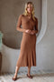 Brown Fit And Flare Midi Dress