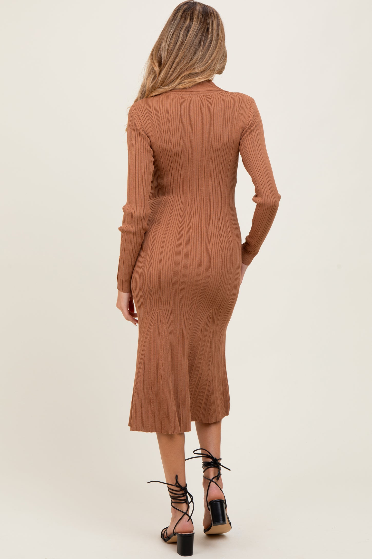 Brown Fit And Flare Maternity Midi Dress