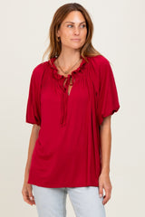 Burgundy  Half Balloon Sleeve Top