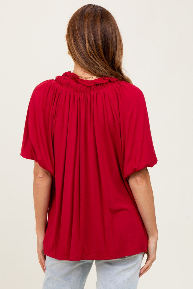 Burgundy  Half Balloon Sleeve Top