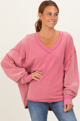 Rose Mineral Washed French Terry Oversized Sweatshirt