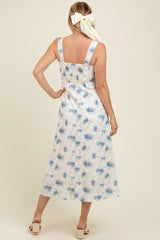 Blue Floral Lace Overlay Maternity Maxi Dress